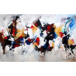 Mashkoor Raza, 30 x 48 Inch, Oil on Canvas, Abstract Painting, AC-MR-215